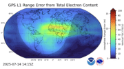 GloTEC, a real-time global Total Electron Content (TEC) map from NOAA’s Space Weather Prediction Center (SWPC), was released in February 2025. GloTEC assimilates both ground- and space-based observations to provide real-time global ionospheric corrections without relying on error-prone linear combinations. (Credit: NOAA)
